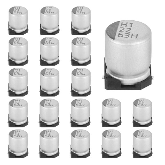 Uxcell 22uF 63V Aluminum Electrolytic Capacitors, Low Impedance Surface Mount Device Electrolytic Capacitor for TV Computer Circuit Board DIY Electronic Projects, 6.3x7.7mm, 20pcs