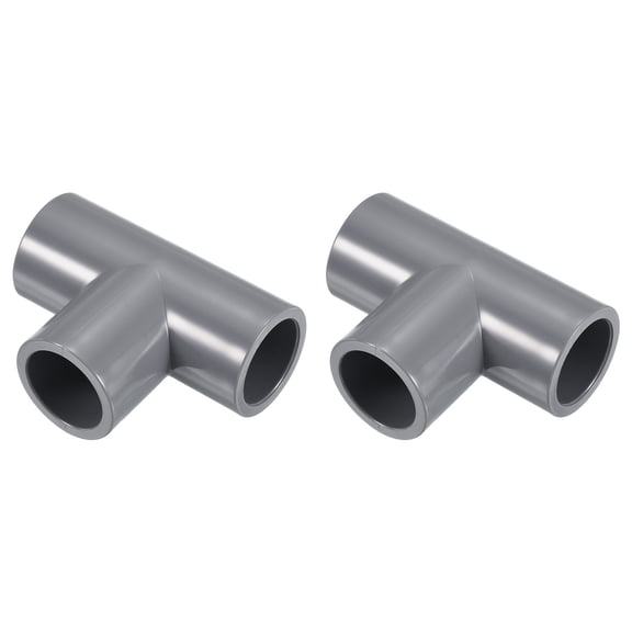 Uxcell 3 Way Tee Pipe Fittings Pack Joint Coupling Pipe Adapter for Irrigation Pools Factory Gray 23/32" 2 Pcs