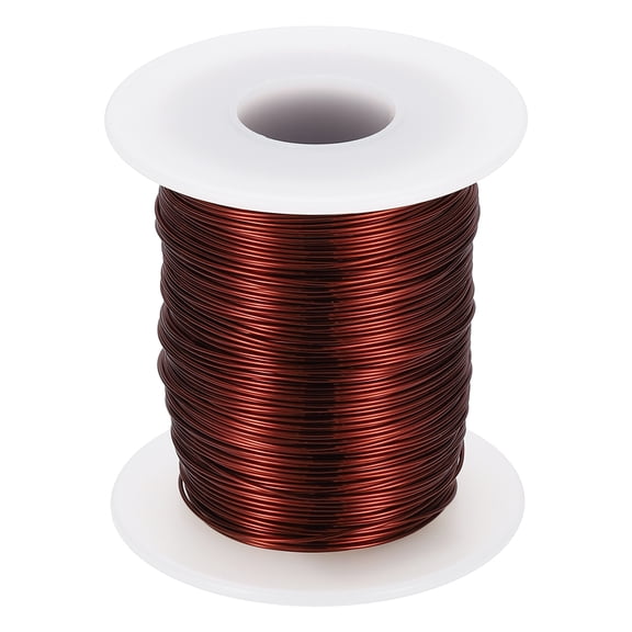 Uxcell 23 AWG 8 oz Magnet Wire, 0.55mm Dia 227g 180C(356F) Enameled Copper Winding Wire with Shaft, Magnetic Coil for Transformer, Motor, Electric, Brown