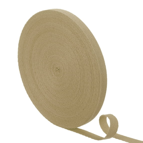 Uxcell 23 Yards Cotton Twill Tape, 10mm Herringbone Webbing Ribbon Bias Binding Tapes Khaki