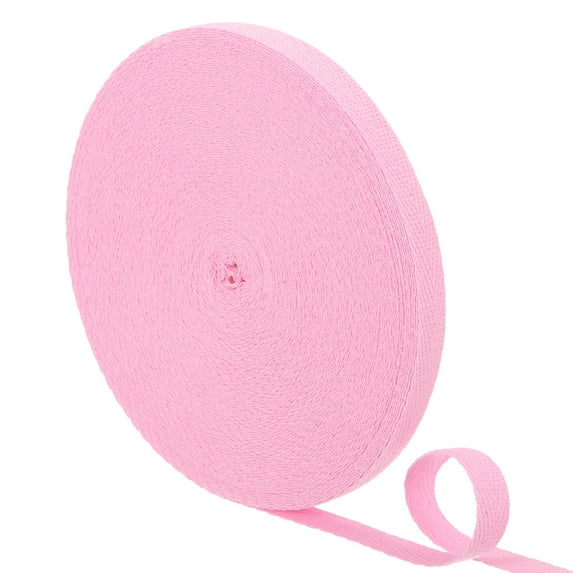Uxcell 23 Yards Cotton Twill Tape, 10mm Herringbone Webbing Ribbon Bias Binding Tapes Pink