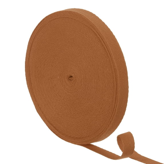 Uxcell 23 Yards Cotton Twill Tape, 12mm Herringbone Webbing Ribbon Bias Binding Tapes Earthy Brown