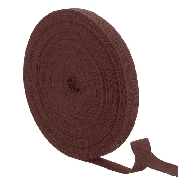 Uxcell 23 Yards Cotton Twill Tape, 15mm Herringbone Webbing Ribbon Bias Binding Tapes Dark Coffee