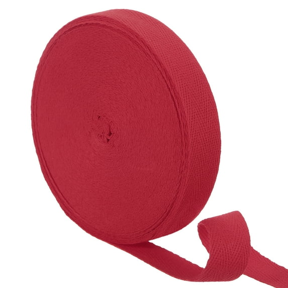 Uxcell 23 Yards Cotton Twill Tape, 20mm Herringbone Webbing Ribbon Bias Binding Tapes Dark Red