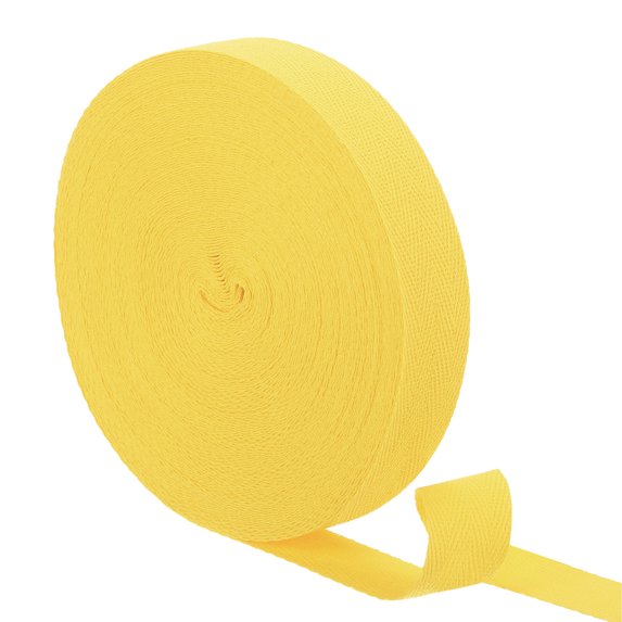 Uxcell 23 Yards Cotton Twill Tape, 25mm Herringbone Webbing Ribbon Bias Binding Tapes Bright Yellow