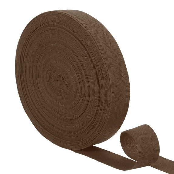 Uxcell 23 Yards Cotton Twill Tape, 25mm Herringbone Webbing Ribbon Bias Binding Tapes Brown