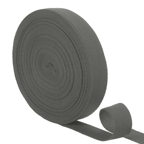 Uxcell 23 Yards Cotton Twill Tape, 25mm Herringbone Webbing Ribbon Bias Binding Tapes Dark Gray