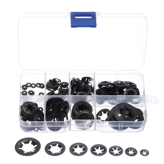 Uxcell 235 Pcs Internal Tooth Washers Set, 8 Sizes M2/M3/M4/M5/M6/M8/M10/M12 Quick Star Locking Washers, 65Mn Steel