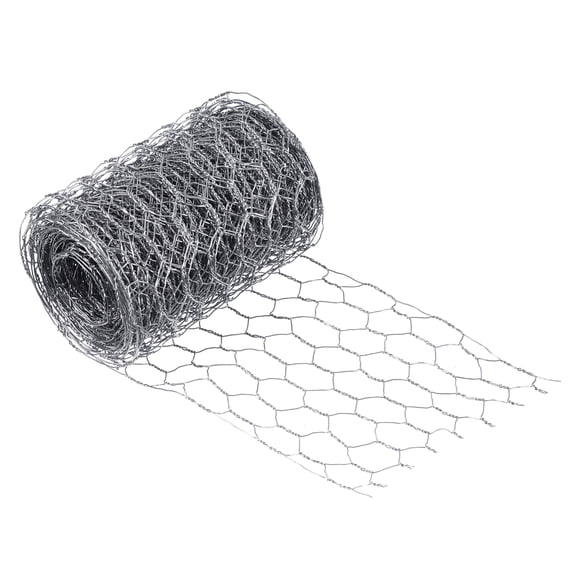 Uxcell 236" x 4" Chicken Wire Net Floral Wire Netting Hexagonal Mesh Galvanized Iron, Silver Tone
