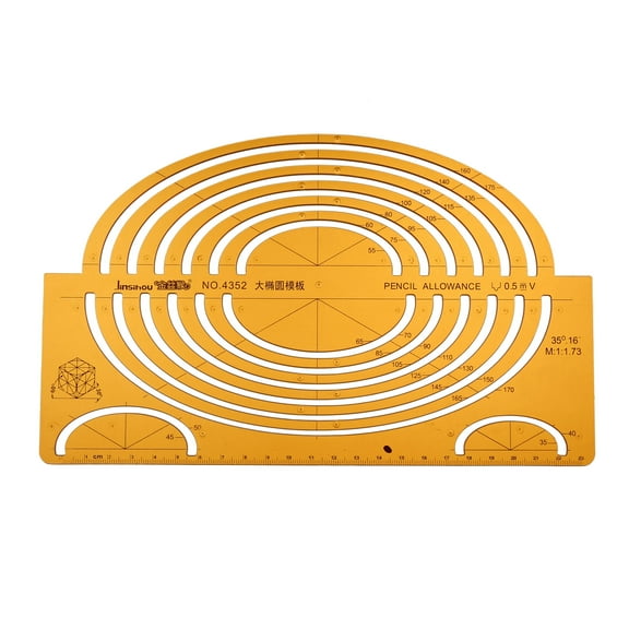 Uxcell 23cm Geometric Drawing Template Plastic Measuring Ruler Ellipse
