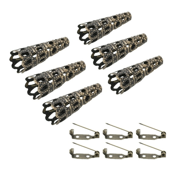 Uxcell 23mm Corsage Decorative Holder Brooch Pin Vase Pocket Boutonnieres Holder with Bar Pins Bronze 6 Pack