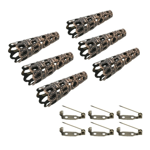 Uxcell 23mm Corsage Decorative Holder Brooch Pin Vase Pocket Boutonnieres Holder with Bar Pins Copper 6 Pack