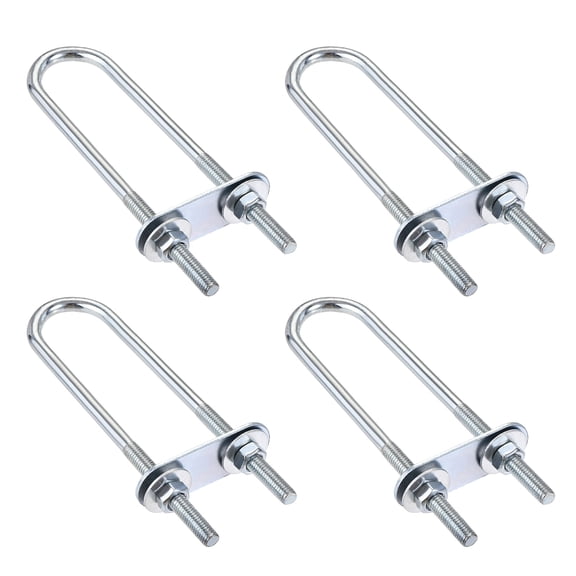 Uxcell 23mm Inner Width 120mm Length Round U-Bolt Steel M6 4 Sets