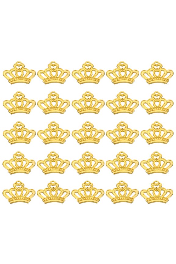 23mm Metal Pendants Drops, 50 Pack Crown Shape Mini Pendant for Jewelry Making DIY, Golden