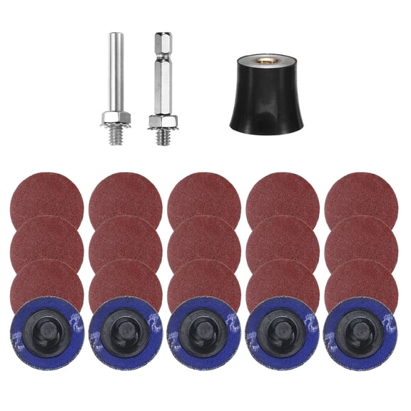 Uxcell 23pcs Quick Change Discs Set 1" Roll Lock Sanding Discs with 1/4" Shank Pad Holder 240 Grit for Polish Rust Removal