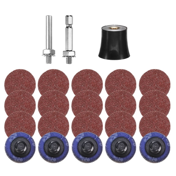 Uxcell 23pcs Quick Change Discs Set 1" Roll Lock Sanding Discs with 1/4" Shank Pad Holder 60 Grit for Polish Rust Removal