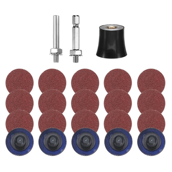 Uxcell 23pcs Quick Change Discs Set 1" Roll Lock Sanding Discs with 1/4" Shank Pad Holder 80 Grit for Polish Rust Removal