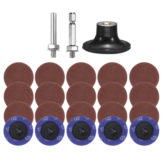 Uxcell 23pcs Quick Change Discs Set 2" Roll Lock Sanding Discs with 1/4" Shank Pad Holder 120 Grit for Polish Rust Removal
