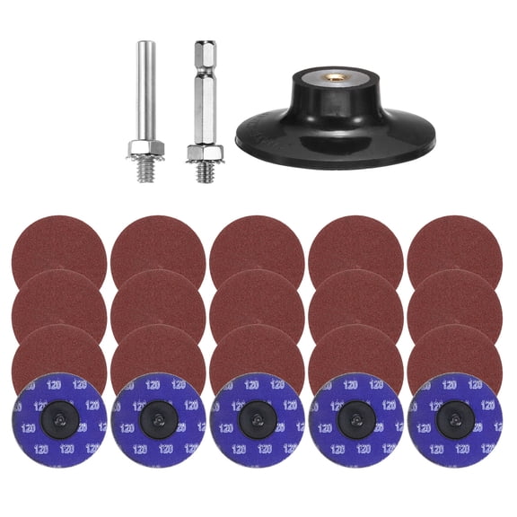 Uxcell 23pcs Quick Change Discs Set 3" Roll Lock Sanding Discs with 1/4" Shank Pad Holder 120 Grit for Polish Rust Removal