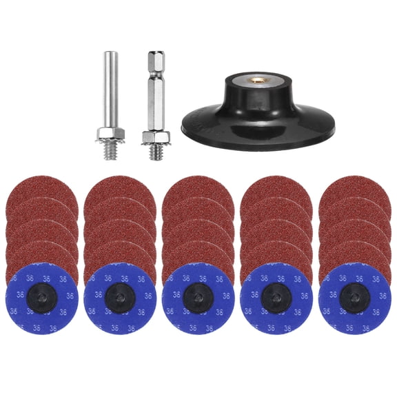 Uxcell 23pcs Quick Change Discs Set 3" Roll Lock Sanding Discs with 1/4" Shank Pad Holder 36 Grit for Polish Rust Removal