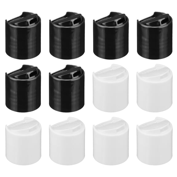 Uxcell 24/410 PP Plastic Disc Top Caps Press Cap, 12Pcs Durable Replacement Caps, Black, White