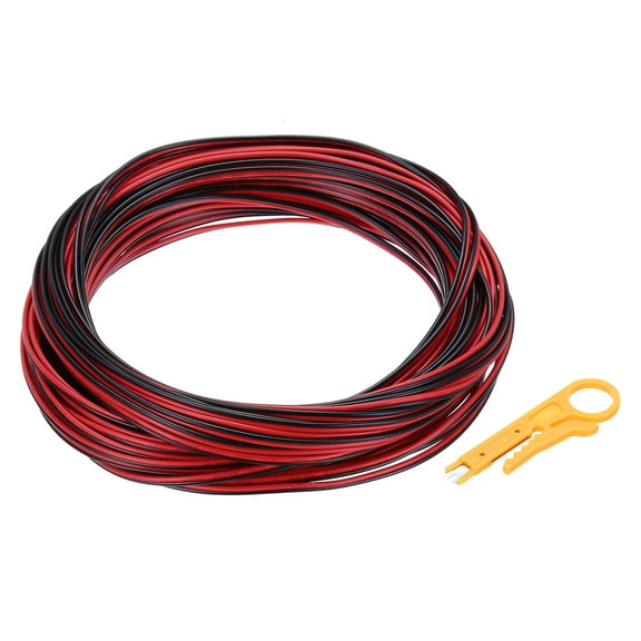 Uxcell 24 Gauge 2-Conductor Silicone Wire, Tinned Copper 66Ft/20M 300V 2-Core Parallel Wire With Wire Stripper