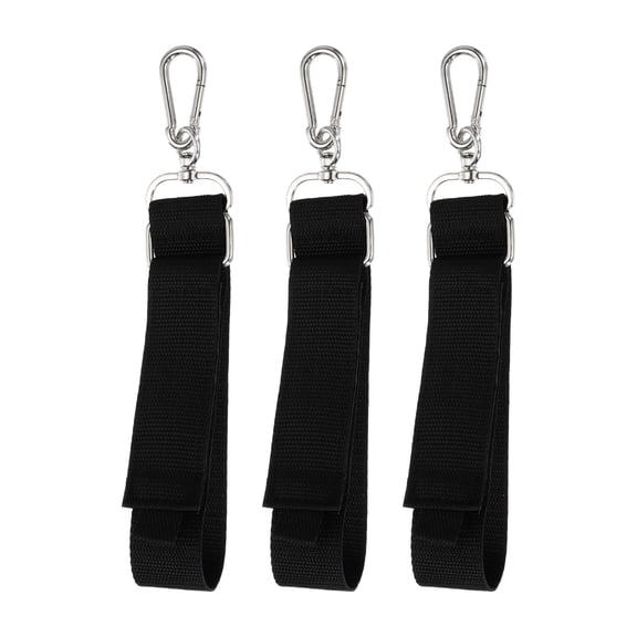 Uxcell 24 Inch Hook Hang Storage Straps, 3 Pcs Hook and Loop Extension Cord Hanger Holder Organizer with Snap Hooks for Power Cables Rope Hoses Hanging Garage Wall, Black