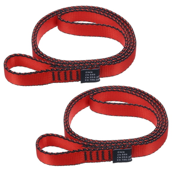 Uxcell 24 Inch Nylon Climbing Slings Strong Webbing Straps 18mm Rock Climbing Straps Red 2 Pack