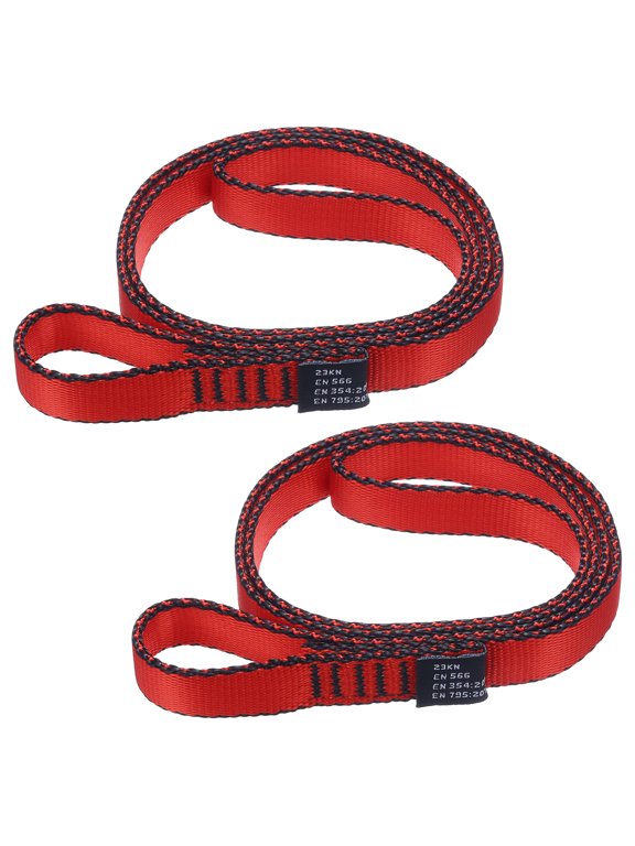 24 Inch Nylon Climbing Slings Strong Webbing Straps 18mm Rock Climbing Straps Red 2 Pack