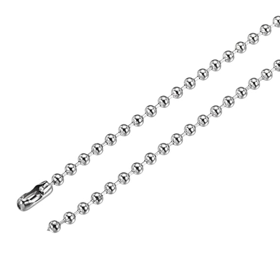 Uxcell 24" Long 0.13" Diameter Beaded Link Pull Chain Extension 304 Stainless Steel Silver Tone 5pcs