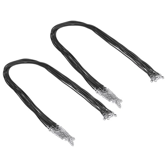 Uxcell Necklace Cord Waxed Bracelet String Necklace Ropes Bulk with Clasp for Pendants Bracelets Jewelry Making DIY Craft Black 2