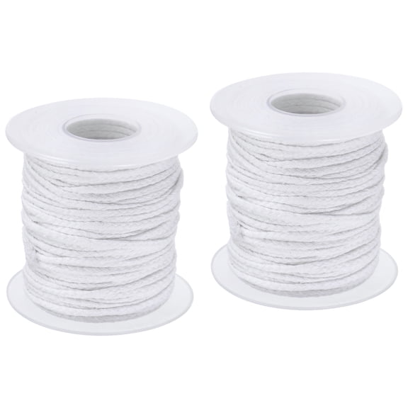 Uxcell 24 PLY 200 Ft Long 2mm Flat Wide Cotton Braided Candle Wick, 2 Pack