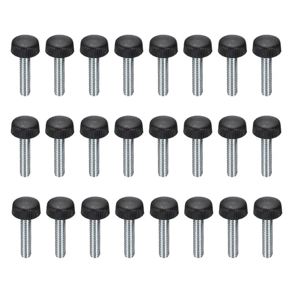 Uxcell 24 Pack Knurled Clamping Knobs, 1/4"-20 UNC 1.18" Threaded Stud Clamping Knobs Hand Tightening Thumb Screw Knob for Lawn Mower Umbrella Base Clamps Replacement Machinery
