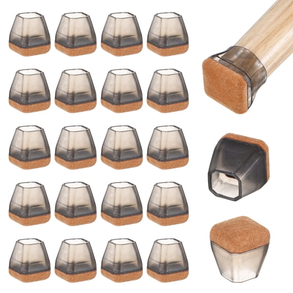 Uxcell 24-Pack Chair Leg Floor Protectors, 0.51-0.67 Inch Silicone Cups Round Felt Furniture Pads Chair Leg Covers Socks [Transparent Black]