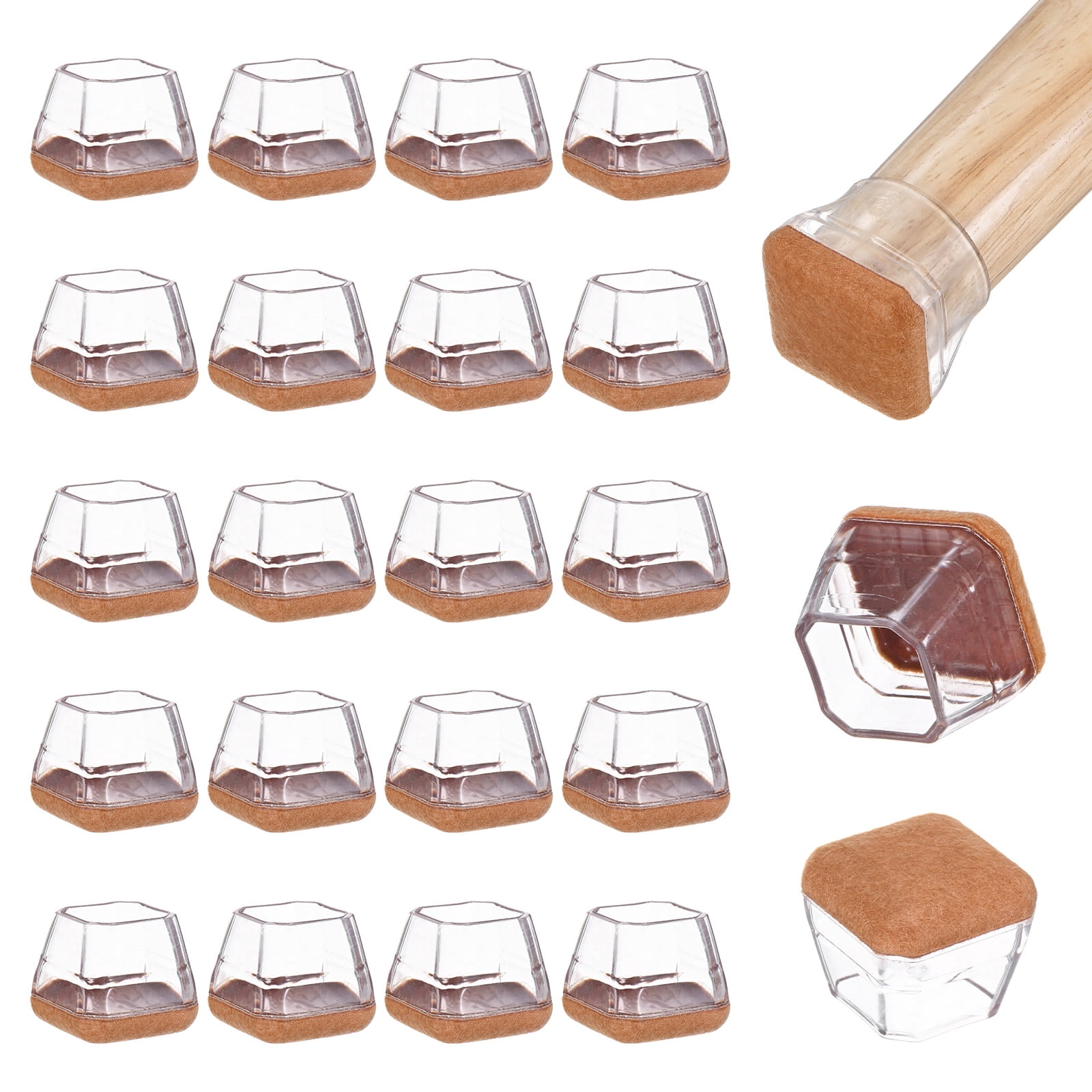 Uxcell 24-Pack Chair Leg Floor Protectors, 0.86-1.1 Inch Silicone Cups Round Felt Furniture Pads Chair Leg Covers Socks [Transparent White]
