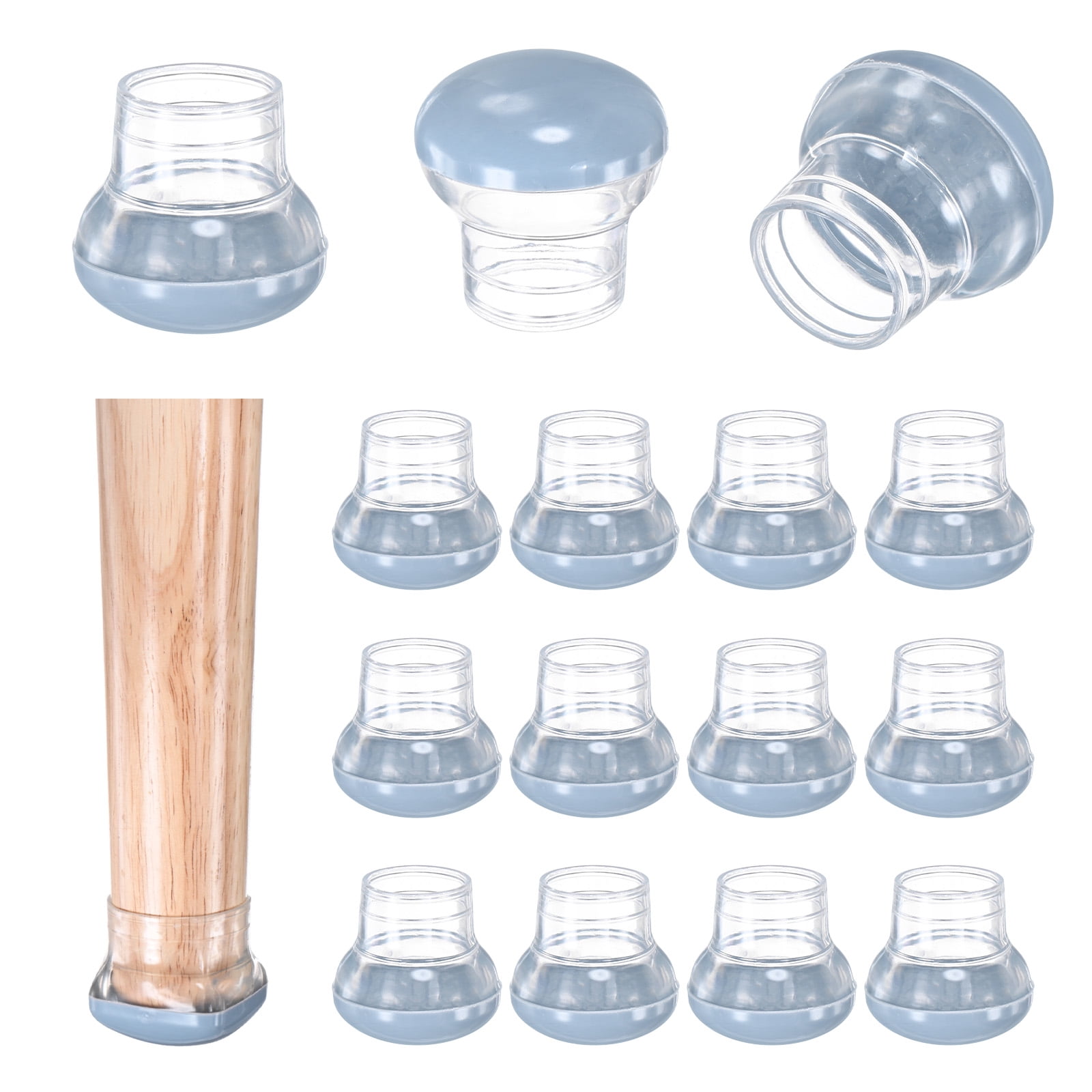 Uxcell 8-Pack Chair Leg Floor Protectors, 0.55"-0.75" Silicone Cups Square Felt Furniture Pads For Hardwood Floors Tile Floors Chair Leg Covers