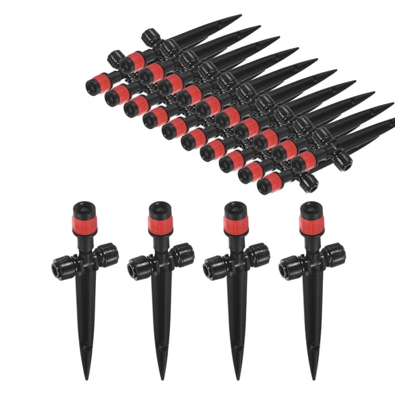 Uxcell 24-Pack Drip Irrigation Emitters, Adjustable 360 Degree Water Flow for 1/4" Tubing [Red, Drip]