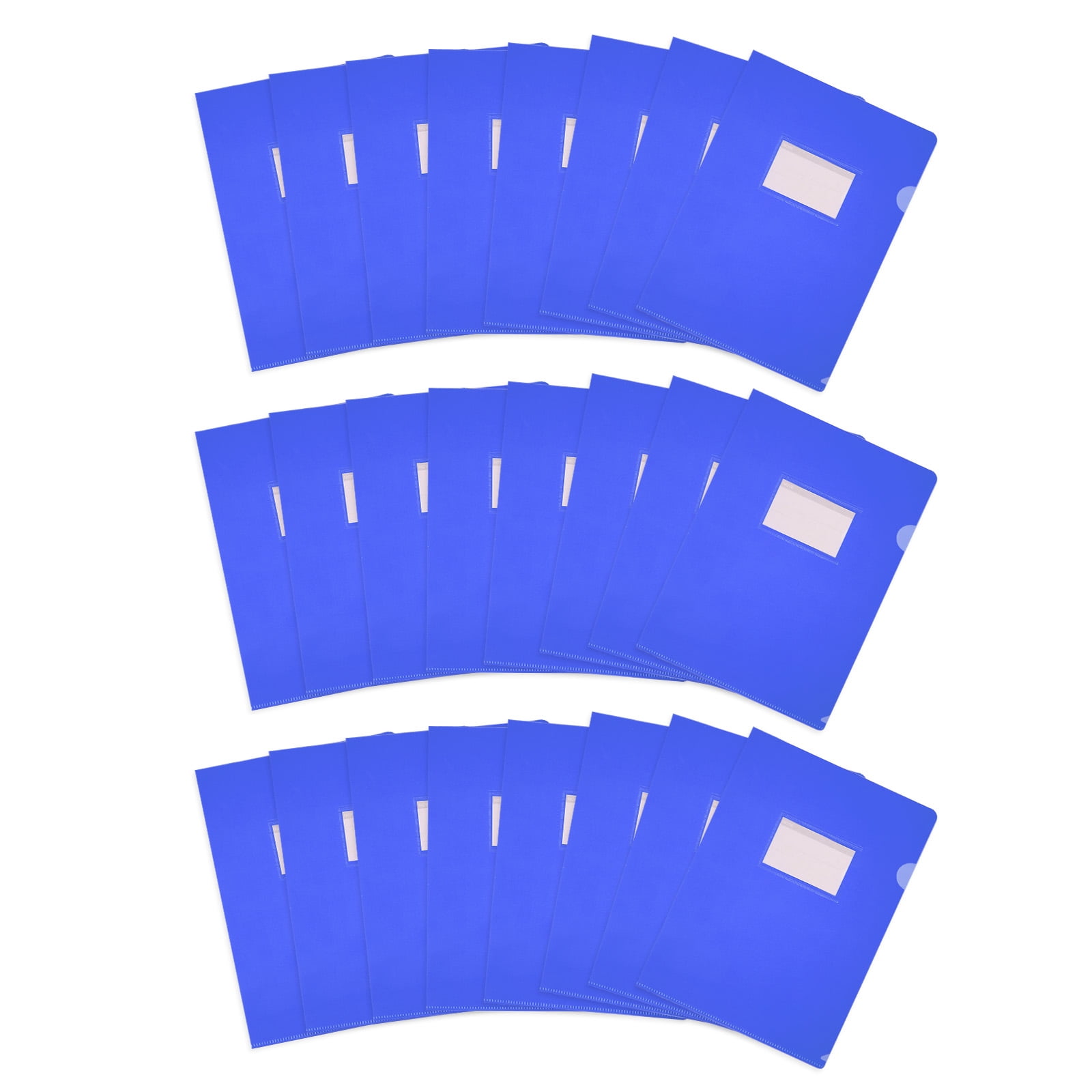 Uxcell 24 Pack L-Type Plastic Folders, Letter Size Clear Folders for Documents with Pocket, Dark Blue