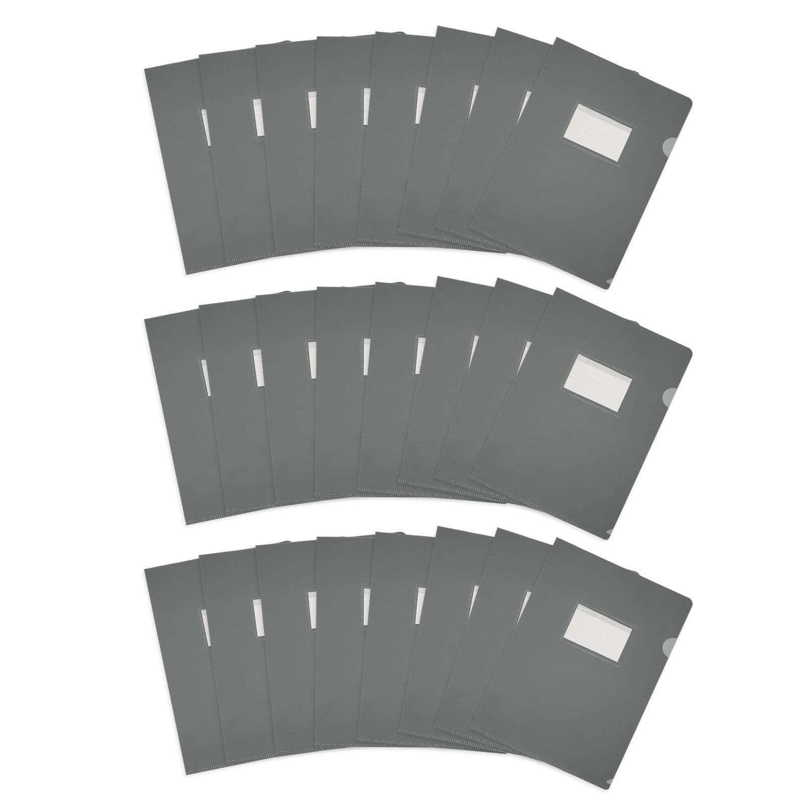 Uxcell 24 Pack L-Type Plastic Folders, Letter Size Clear Folders for Documents with Pocket, Dark Gray