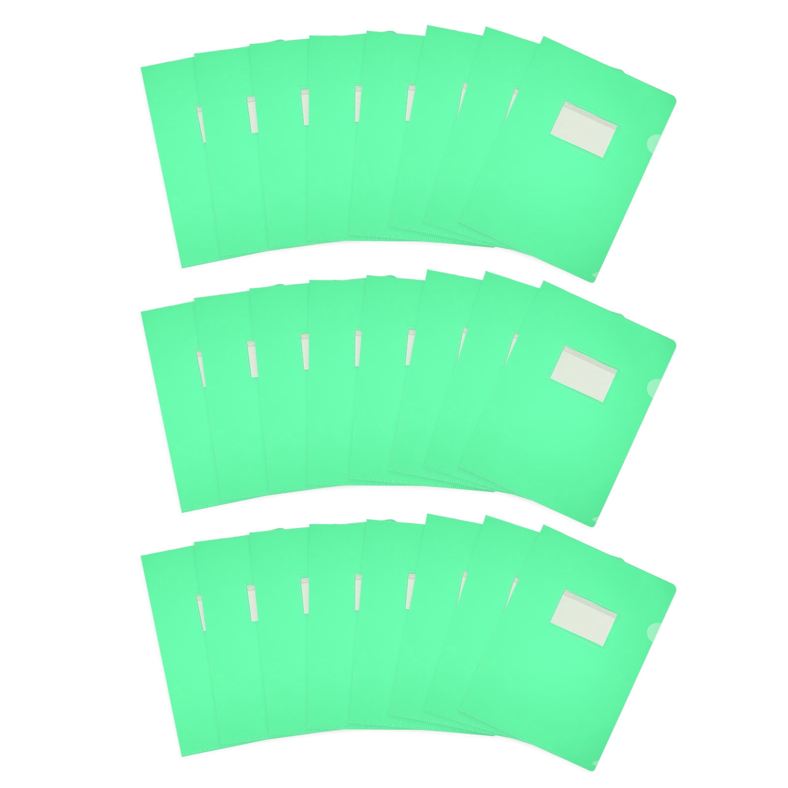 Uxcell 24 Pack L-Type Plastic Folders, Letter Size Clear Folders for Documents with Pocket, Green