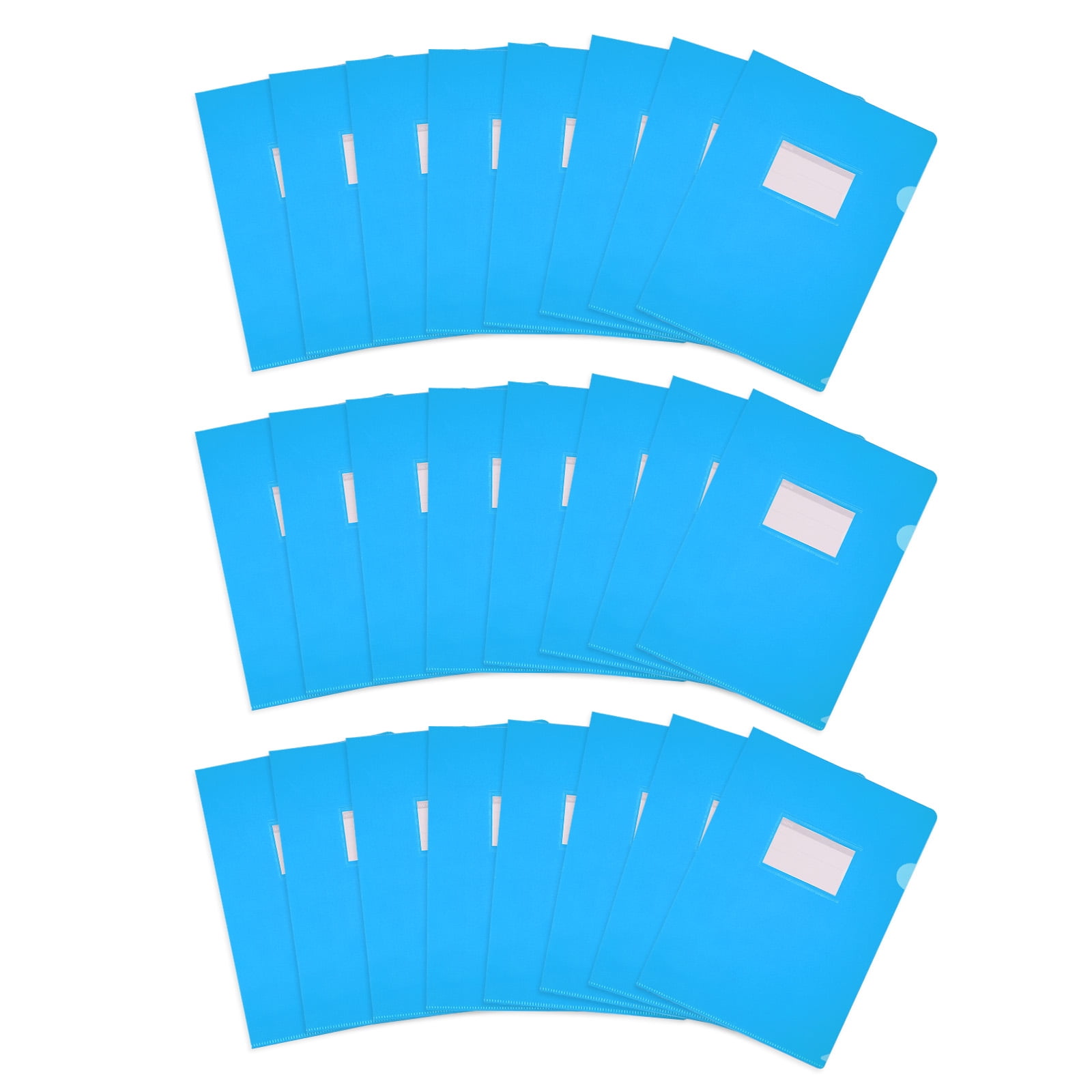 Uxcell 24 Pack L-Type Plastic Folders, Letter Size Clear Folders for Documents with Pocket, Light Blue