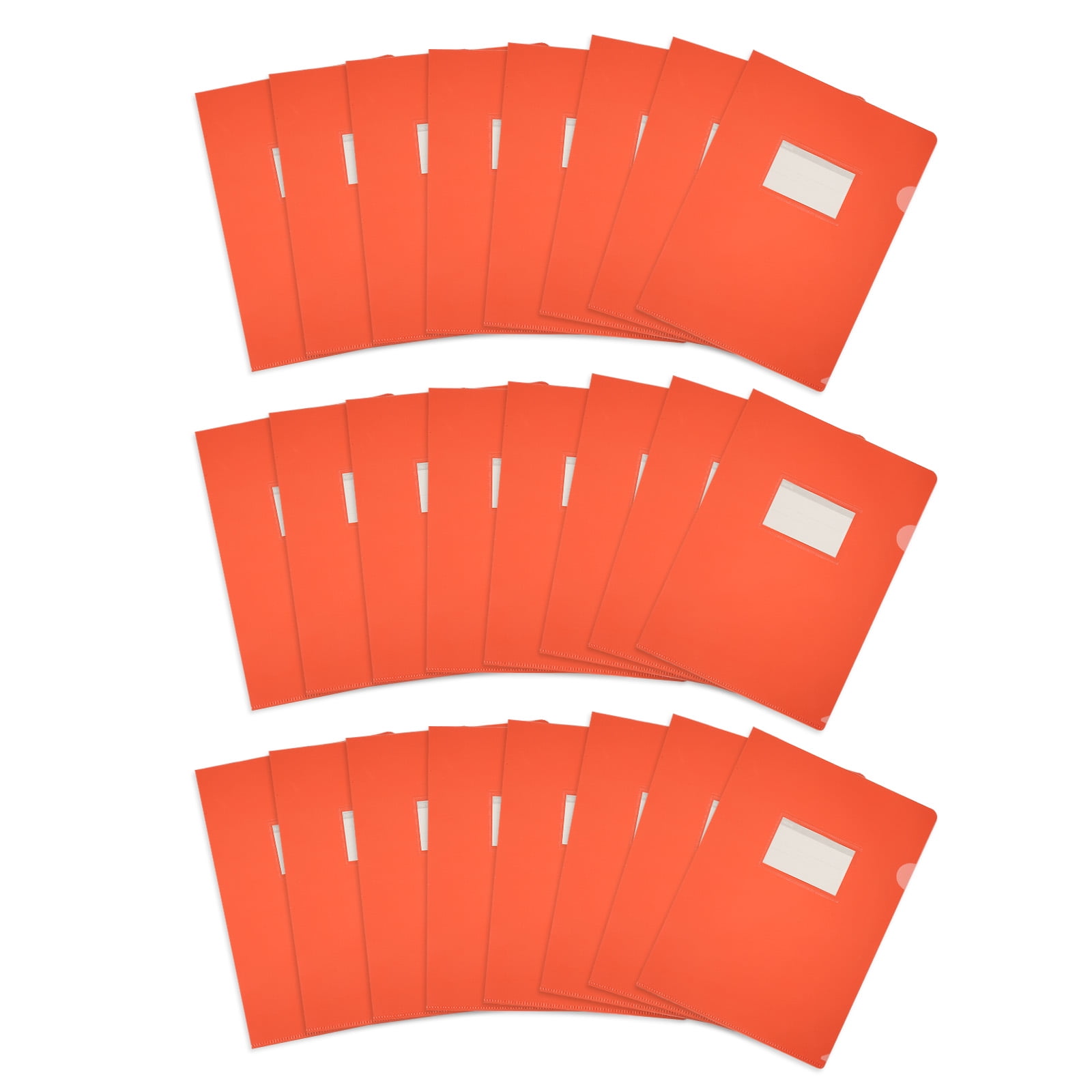 Uxcell 24 Pack L-Type Plastic Folders, Letter Size Clear Folders for Documents with Pocket, Orange