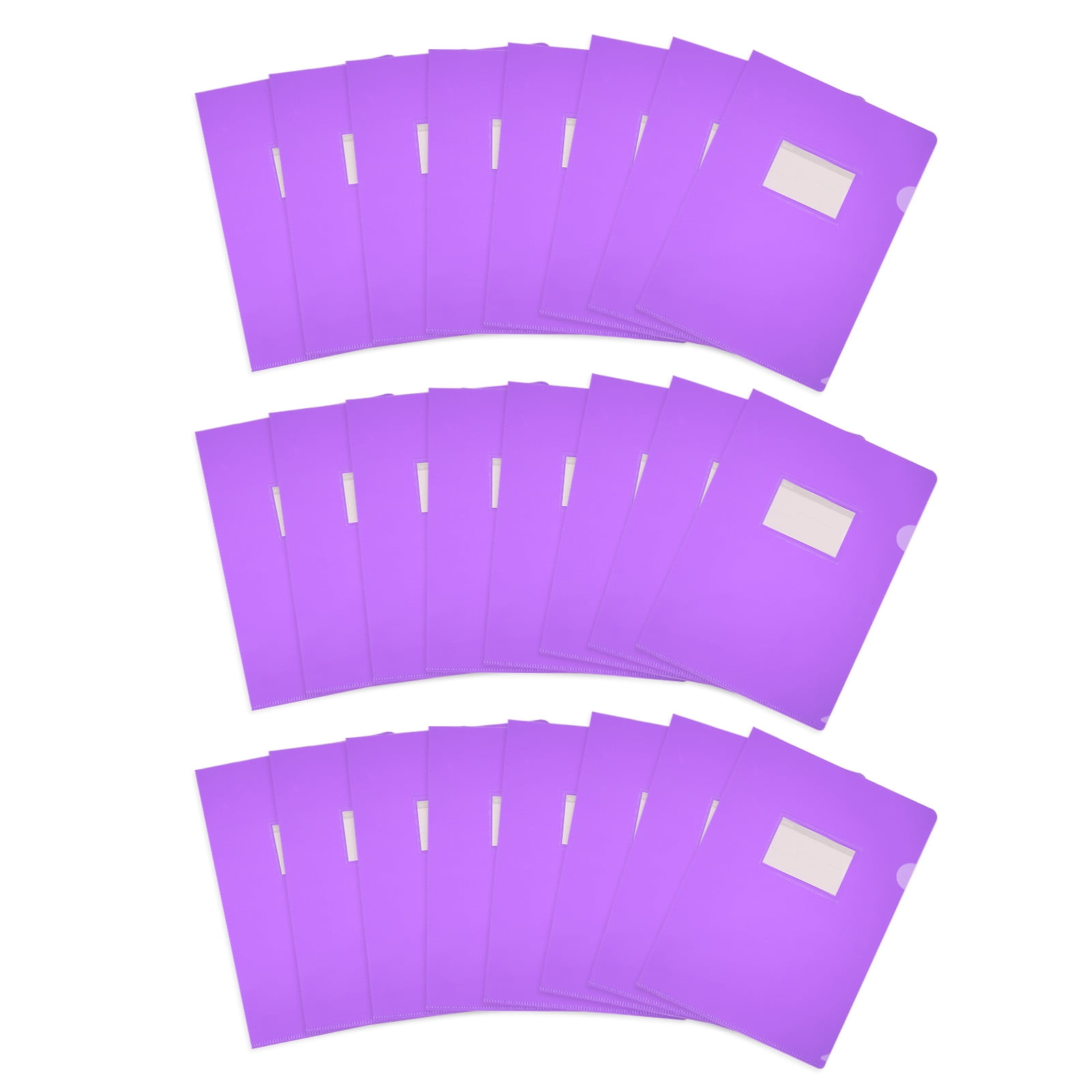 Uxcell 24 Pack L-Type Plastic Folders, Letter Size Clear Folders for Documents with Pocket, Purple
