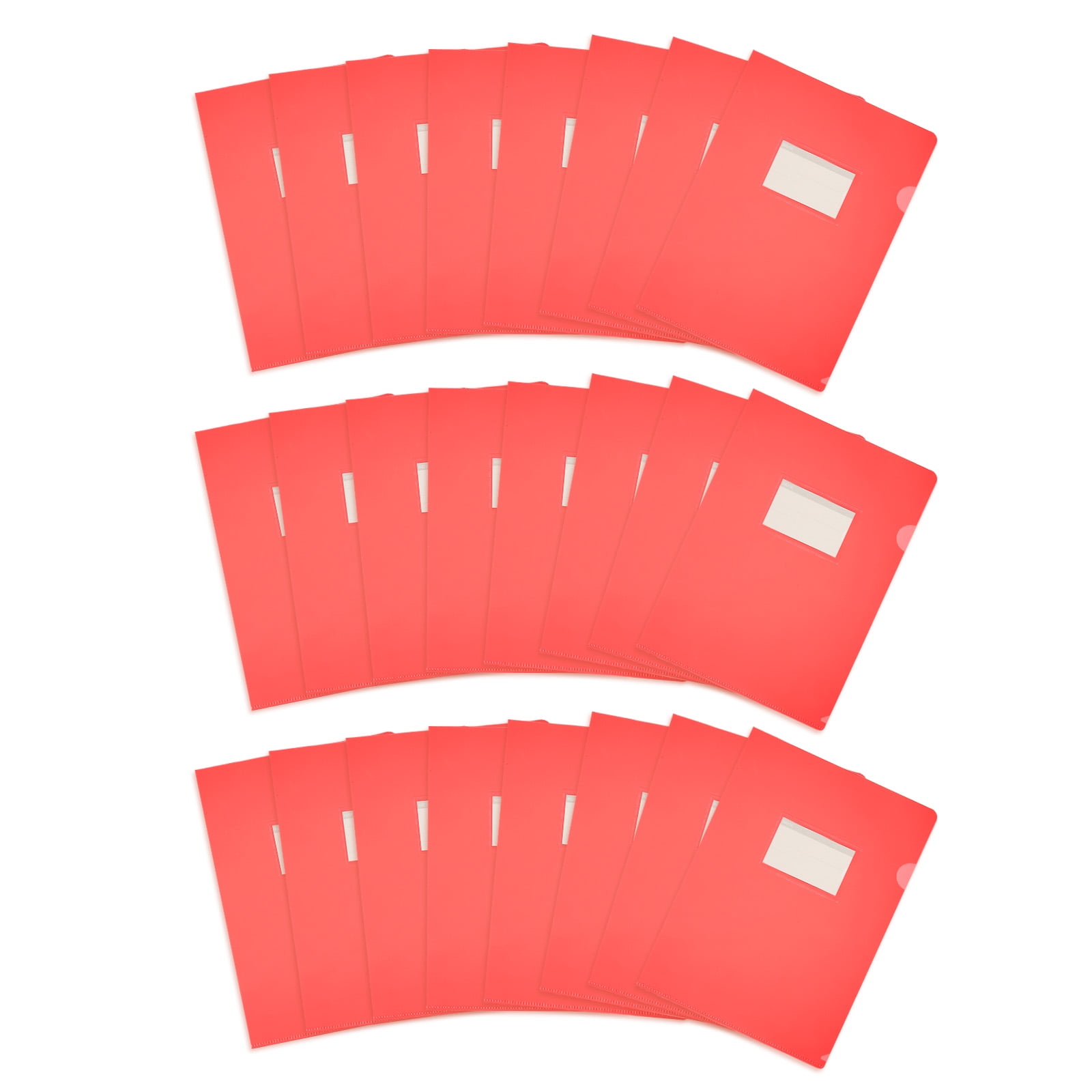 Uxcell 24 Pack L-Type Plastic Folders, Letter Size Clear Folders for Documents with Pocket, Red