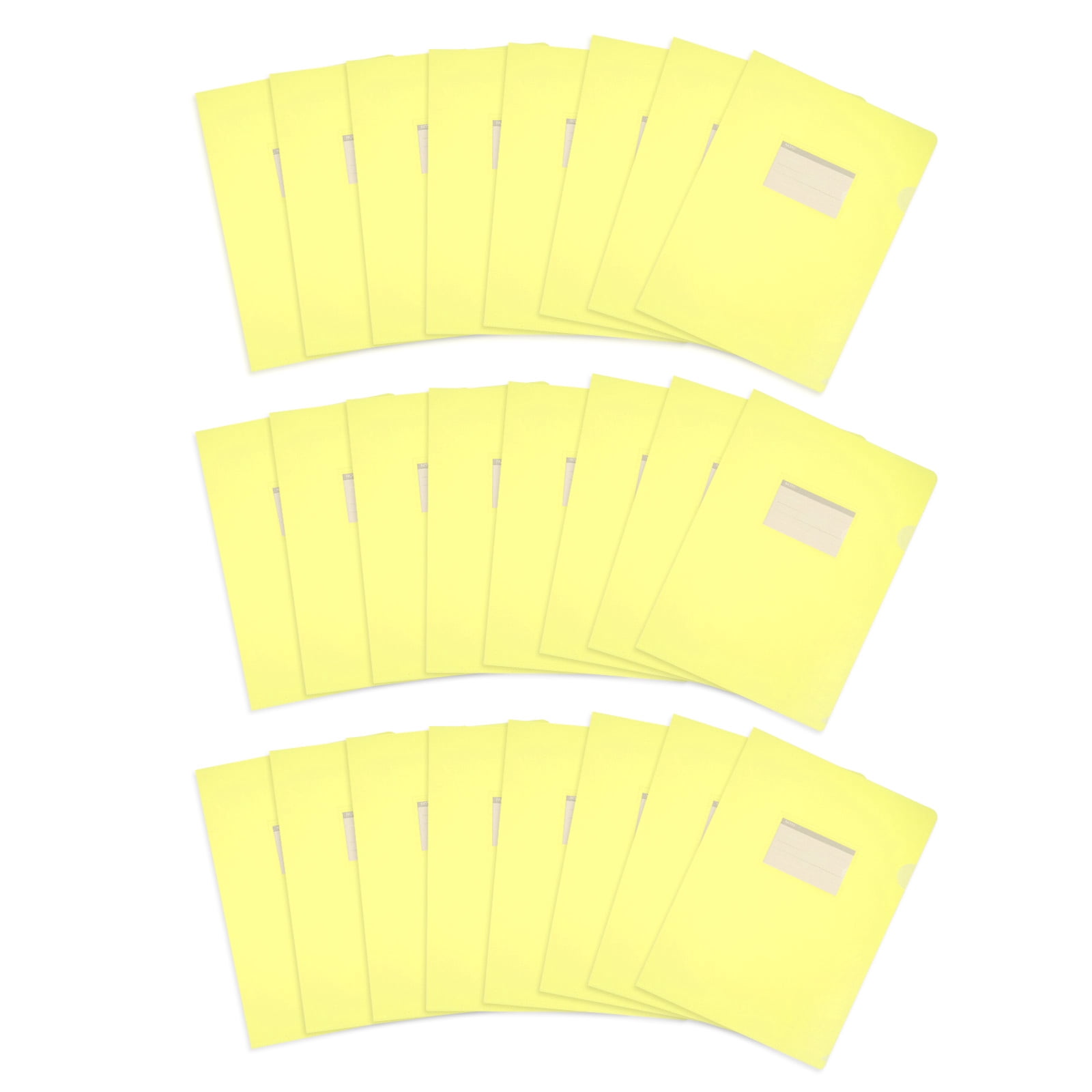 Uxcell 24 Pack L-Type Plastic Folders, Letter Size Clear Folders for Documents with Pocket, Yellow