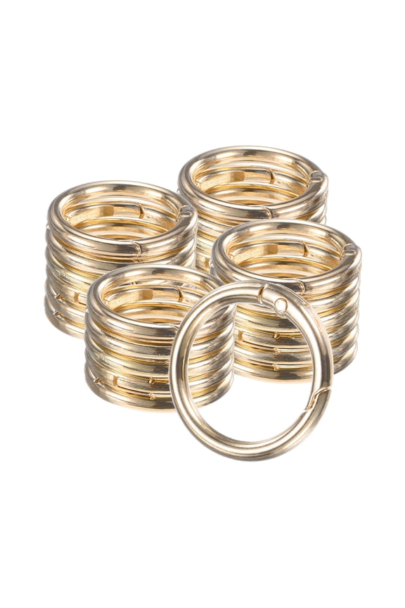 24-Pack Metal Spring O Rings, 1" Zinc Alloy Spring Keyring Buckle for Keychains Round Trigger Buckle Chain Rings [Gold Electroplating]
