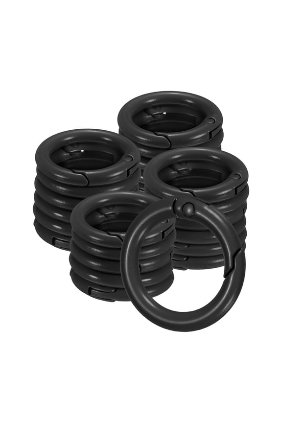 24-Pack Metal Spring O Rings, 5/8" Zinc Alloy Spring Keyring Buckle for Keychains Round Trigger Buckle Chain Rings [Black]