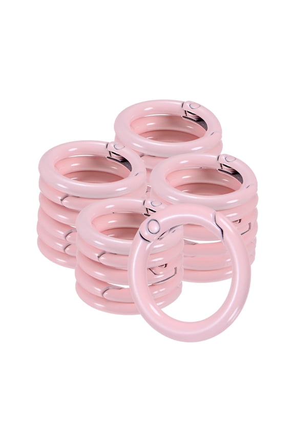 24-Pack Metal Spring O Rings, 5/8" Zinc Alloy Spring Keyring Buckle for Keychains Round Trigger Buckle Chain Rings [Light Pink]