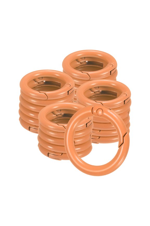 24-Pack Metal Spring O Rings, 5/8" Zinc Alloy Spring Keyring Buckle for Keychains Round Trigger Buckle Chain Rings [Orange]