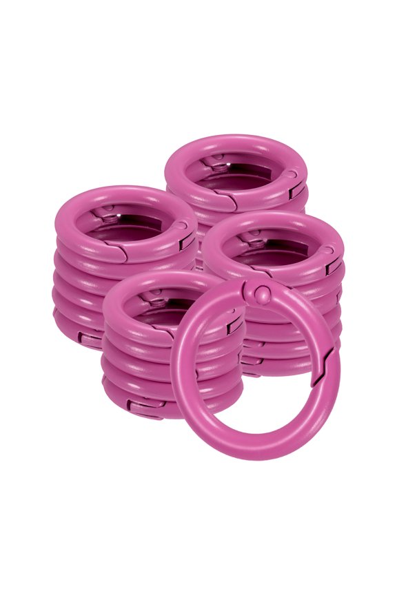 24-Pack Metal Spring O Rings, 5/8" Zinc Alloy Spring Keyring Buckle for Keychains Round Trigger Buckle Chain Rings [Rose Red]